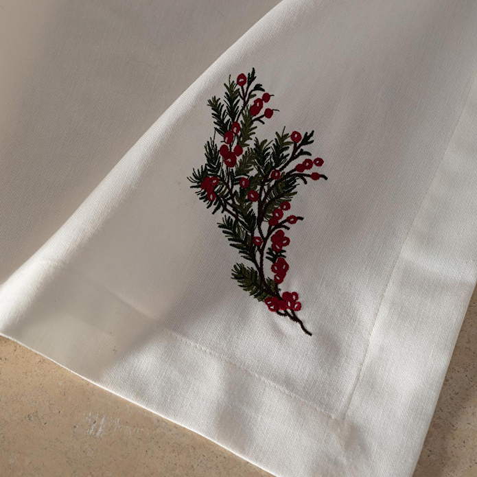 Mudo Home Joy Nakişli Masa Örtüsü Ekru 150x250