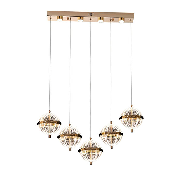 Apliqa Barkın 5'li 37 Watt Sıralı Gold Ledli Modern Salon Avize