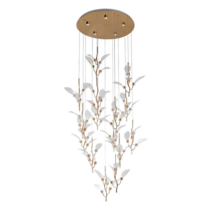 Apliqa Liria 15'li Gold Yaprak Desenli Sarkıt Led Avize