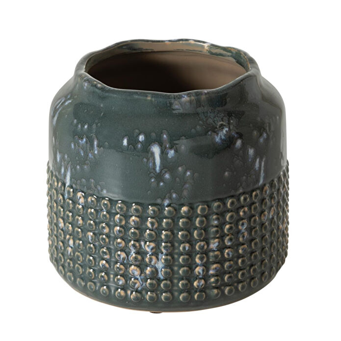 Mudo Home Azul Serami̇k Vazo 18x16cm