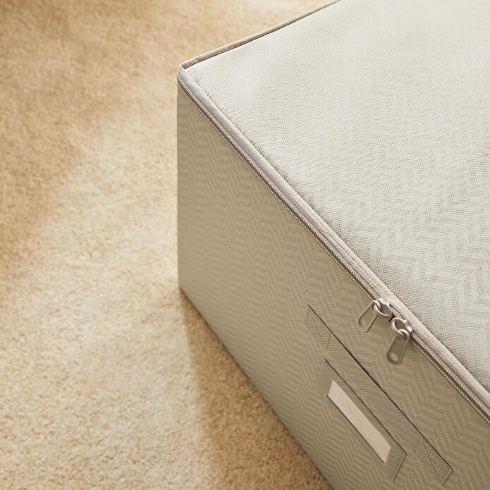 Ocean Home Textile Gri Balıksırtı Destekli Kutu Hurç 48 X 40 X 30 Cm