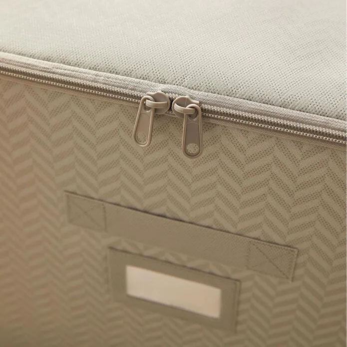 Ocean Home Textile Gri Balıksırtı Destekli Kutu Hurç 48 X 40 X 30 Cm