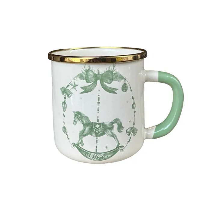 Emaylabxyirmiyedikuzguncuk Christmas Carousel Emaye Kupa Pastel Yeşil