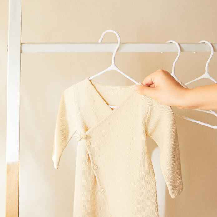 Ocean Home Textile 12'li Beyaz Renk Kumaş Kaplı Metal Bebek Giysi Askısı19.5 X 30 X 0.3 Cm