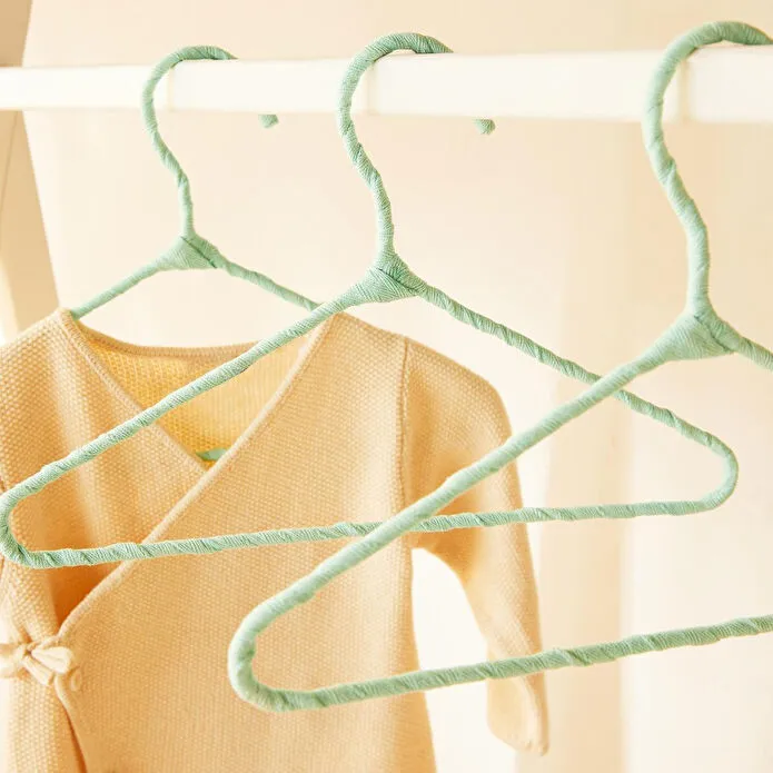 Ocean Home Textile 6'lı Mint Renk Kumaş Kaplı Metal Bebek Giysi Askısı19.5 X 30 X 0.3 Cm
