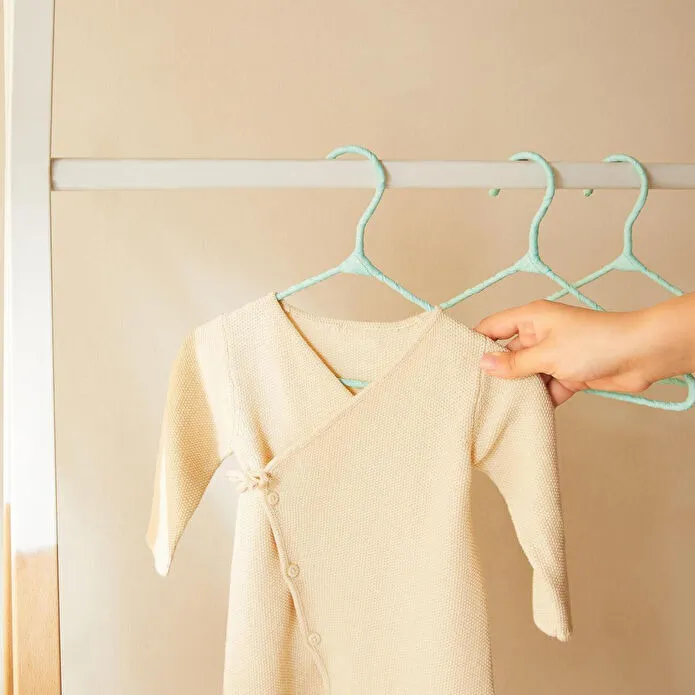 Ocean Home Textile 6'lı Mint Renk Kumaş Kaplı Metal Bebek Giysi Askısı19.5 X 30 X 0.3 Cm