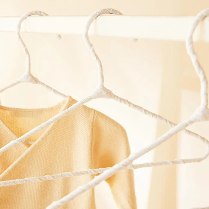 Ocean Home Textile 6'lı Beyaz Renk Kumaş Kaplı Metal Bebek Giysi Askısı19.5 X 30 X 0.3 Cm