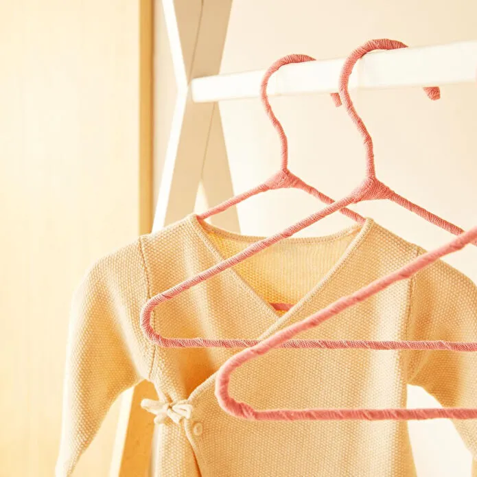 Ocean Home Textile 12'li Pembe Renk Kumaş Kaplı Metal Bebek Giysi Askısı19.5 X 30 X 0.3 Cm