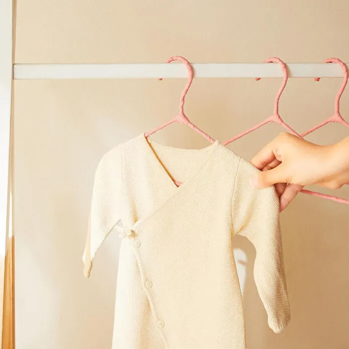 Ocean Home Textile 12'li Pembe Renk Kumaş Kaplı Metal Bebek Giysi Askısı19.5 X 30 X 0.3 Cm