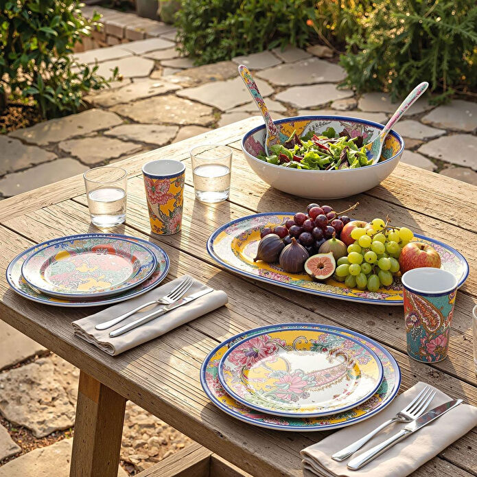 Lucky Art Paiselle Melamin 2li Tepsi Seti