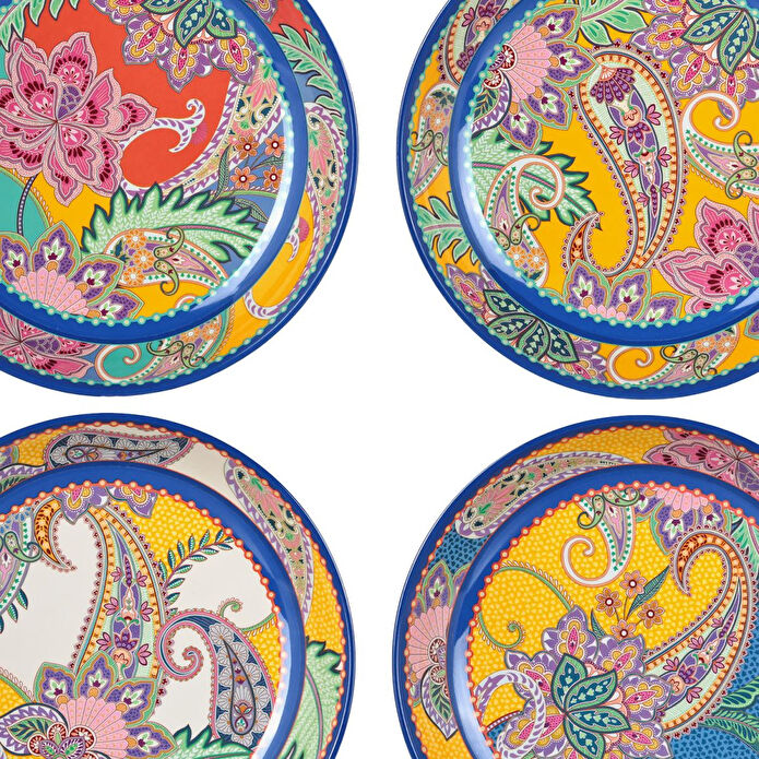 Lucky Art Paiselle Melamin 4lu Yemek Tabak Seti 21cm