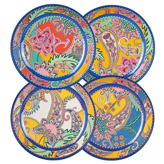 Lucky Art Paiselle Melamin 4lu Yemek Tabak Seti 21cm