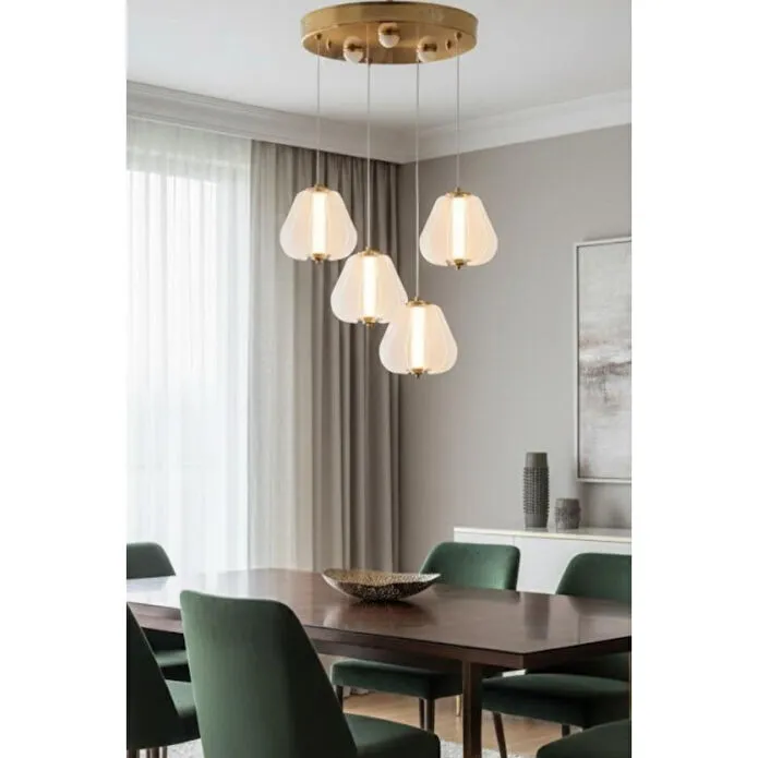 Apliqa Hopps 72 Watt 4'lü Yuvarlak Bakır Tekli Led Sarkıt Avize