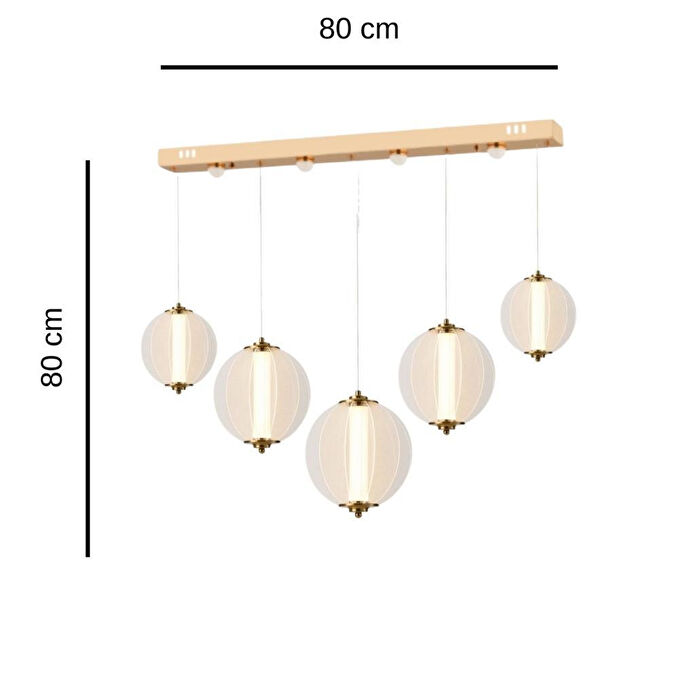 Apliqa Penny 90 Watt 5'li Sıralı Bakır Led Sarkıt Avize