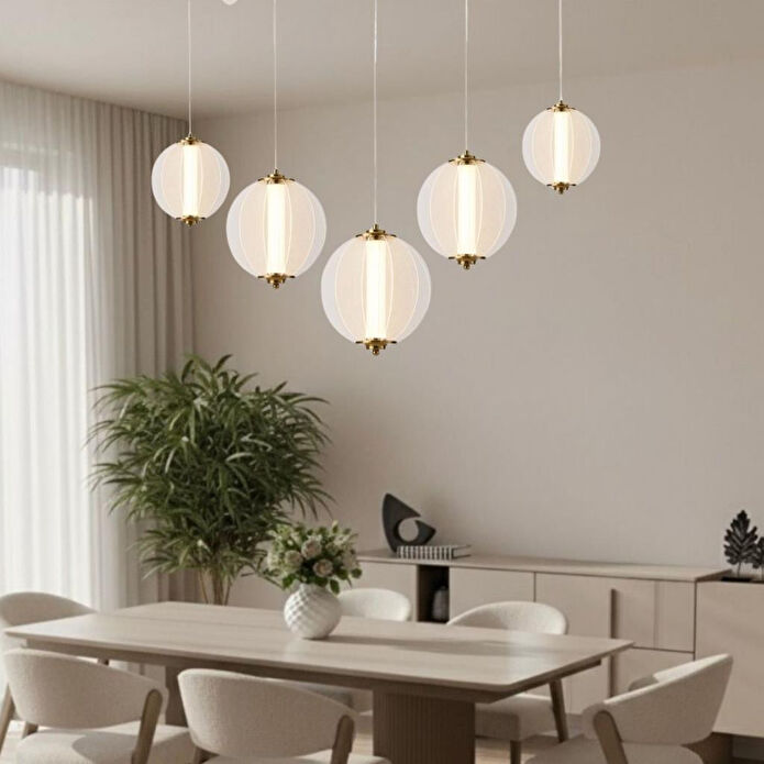 Apliqa Penny 90 Watt 5'li Sıralı Bakır Led Sarkıt Avize