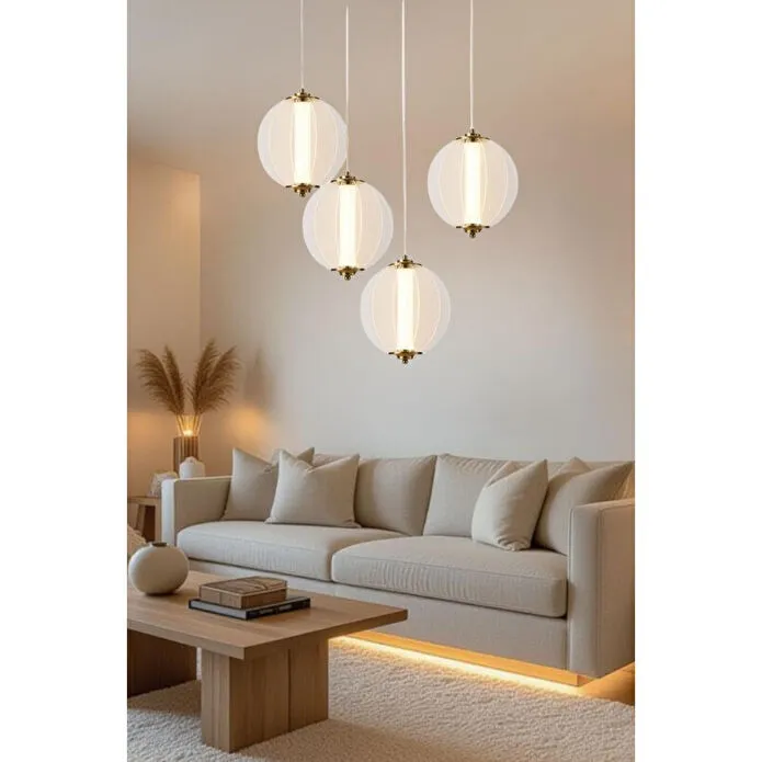 Apliqa Penny 72 Watt 4'lüyuvarlak Bakır Led Sarkıt Avize