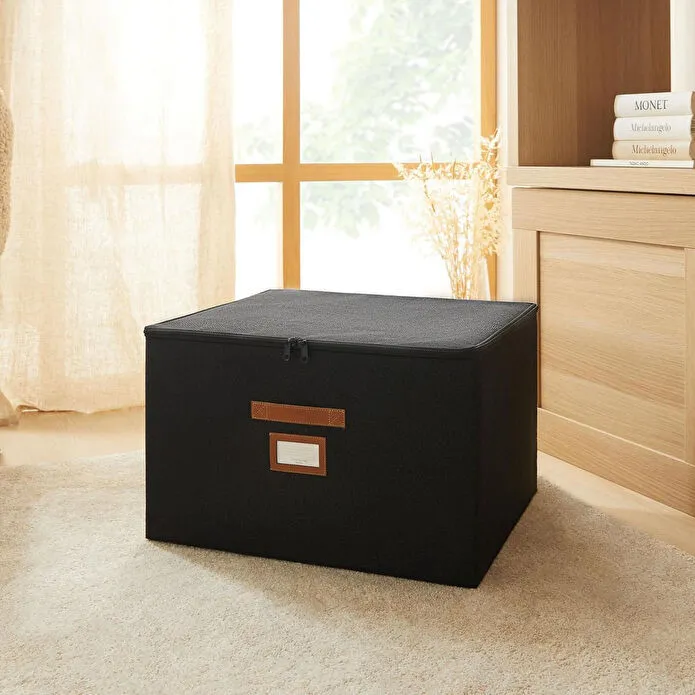 Ocean Home Textile Siyah Renk Jüt Destekli Kutu Hurç 48 X 40 X 30 Cm