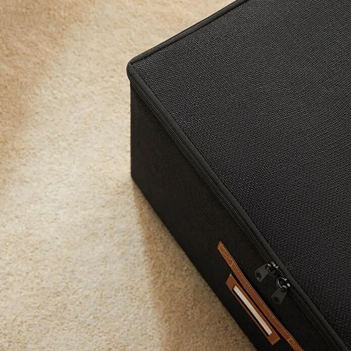 Ocean Home Textile Siyah Renk Jüt Destekli Kutu Hurç 48 X 40 X 30 Cm