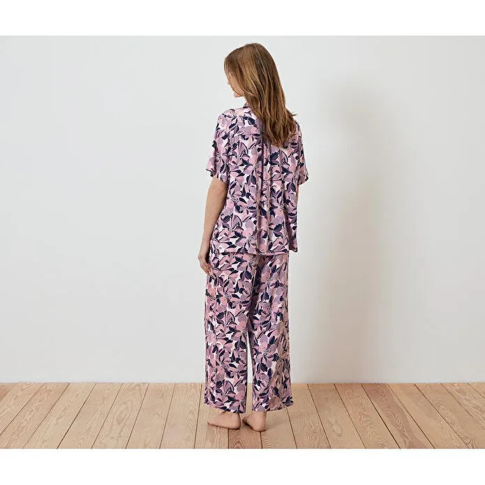 Tchibo Kadın Pijama Takımı, Dokuma, Tamamı Baskılı