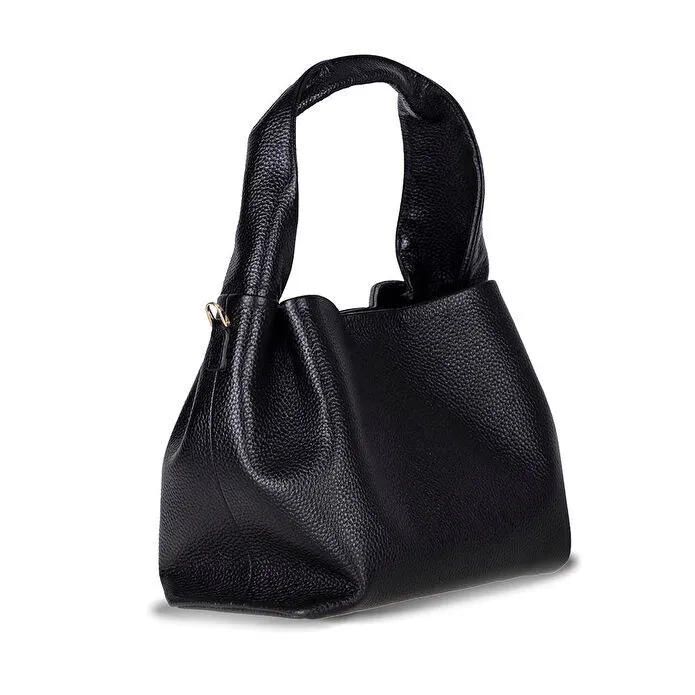 Bloominbag Marella Soft City Noir Black Leather Shoulder Bag / Deri Omuz Çantası