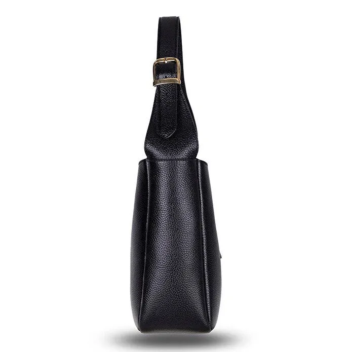 Bloominbag Ravello Cimbrone Noir Black Leather Shoulder Bag / Deri Omuz Çantası