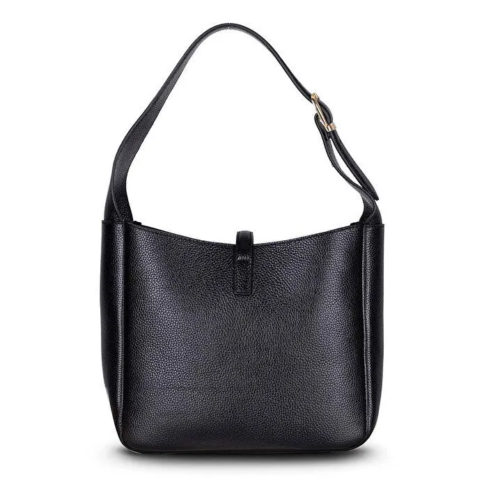 Bloominbag Ravello Cimbrone Noir Black Leather Shoulder Bag / Deri Omuz Çantası