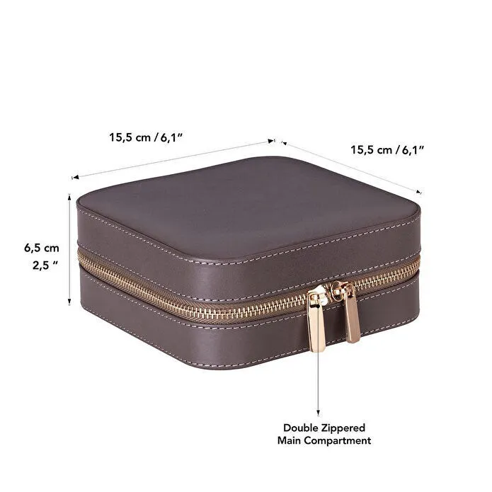 Bloominbag Amanda Mushroom Taupe Grande – Gerçek Deri Takı & Mücevher Kutusu