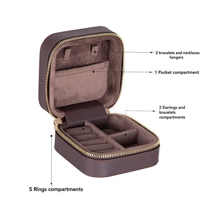 Bloominbag Amanda Mushroom Taupe Medium Gerçek Deri Takı & Mücevher Kutusu