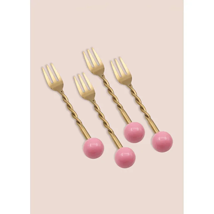 The Mia Globe Kek Çatalı Pembe 4 Parça