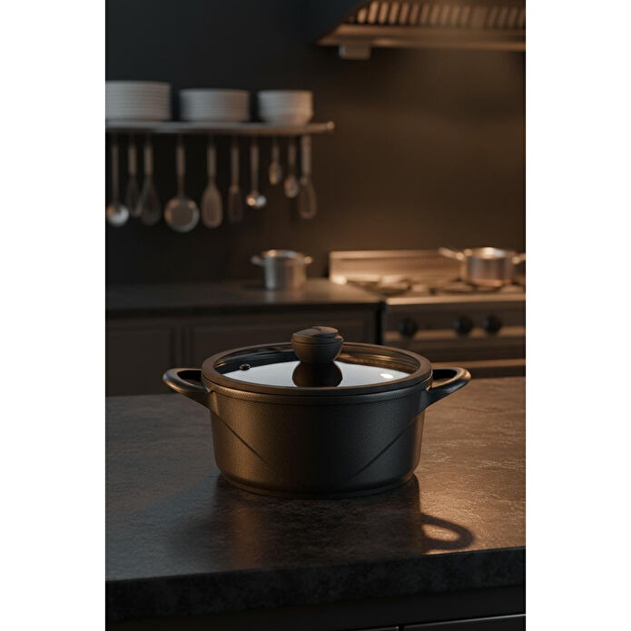 Bernardo Arista 5 Parça Seramik Döküm Tencere Seti Siyah