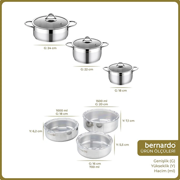 Bernardo Kayra 17 Parça Çelik Set