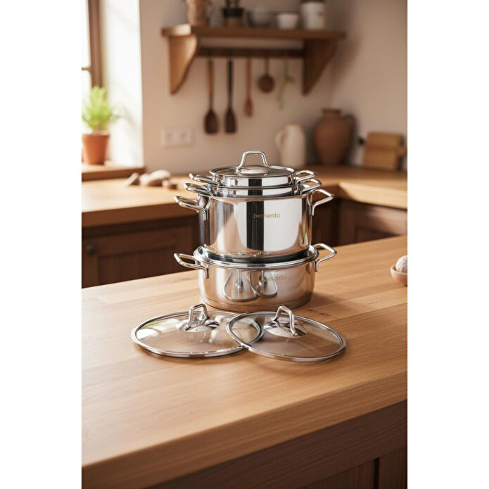 Bernardo Sonora 8 Parça Silindir Çelik Tencere Seti