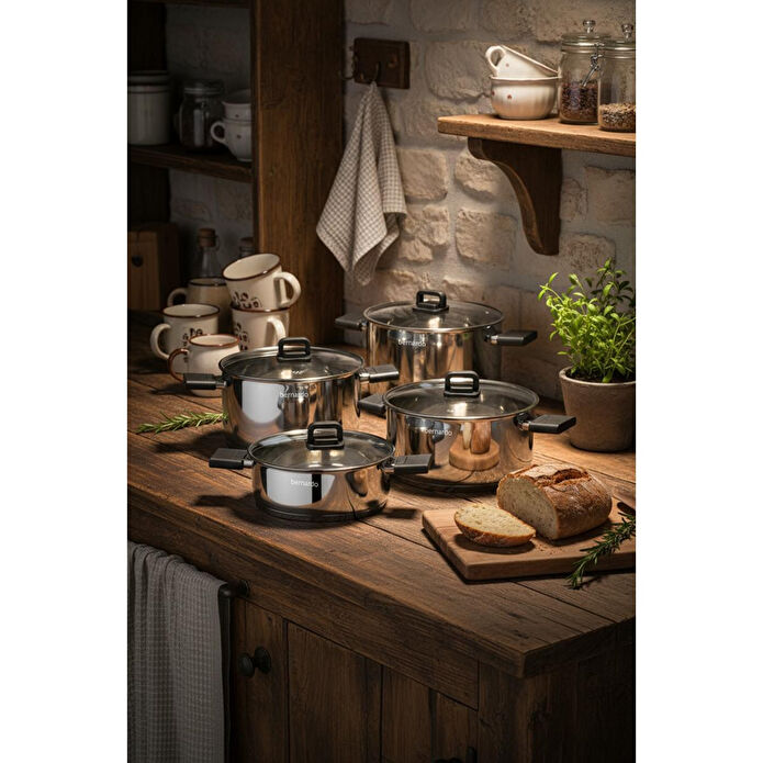 Bernardo Stella 8 Parça Çelik Tencere Seti