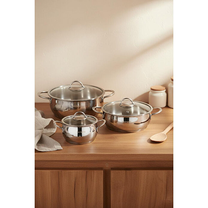 Bernardo Monde 6 Parça Yarı Küre Çelik Tencere Seti