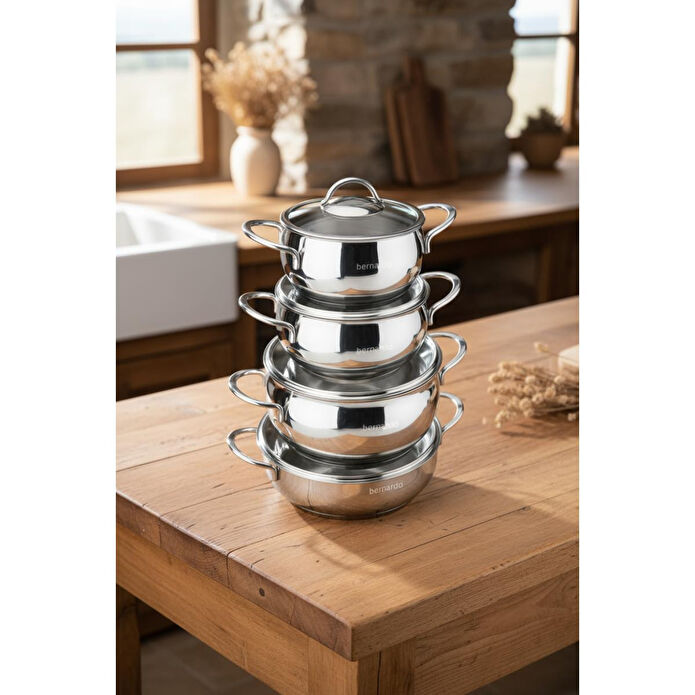 Bernardo Monde 8 Parça Yarı Küre Çelik Tencere Seti