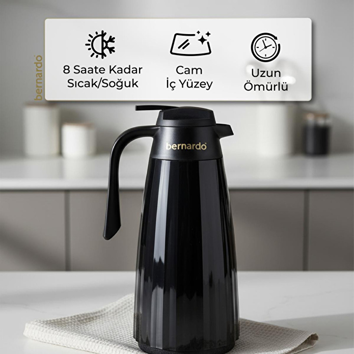 Bernardo Velana Cam Termos Siyah 1.5 Litre