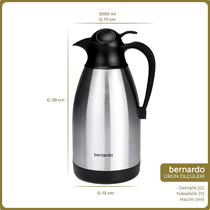 Bernardo Grandio Çelik Termos Inox 2 Litre