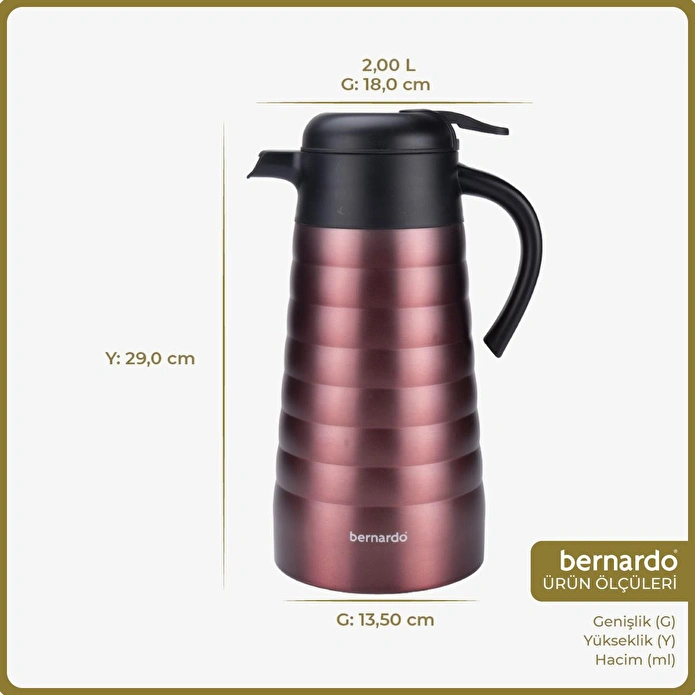 Bernardo Nora 2 Litre Çelik Termos Rose