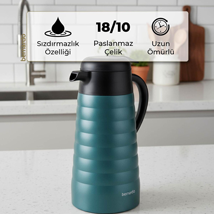 Bernardo Nora 2 Litre Çelik Termos Turkuaz