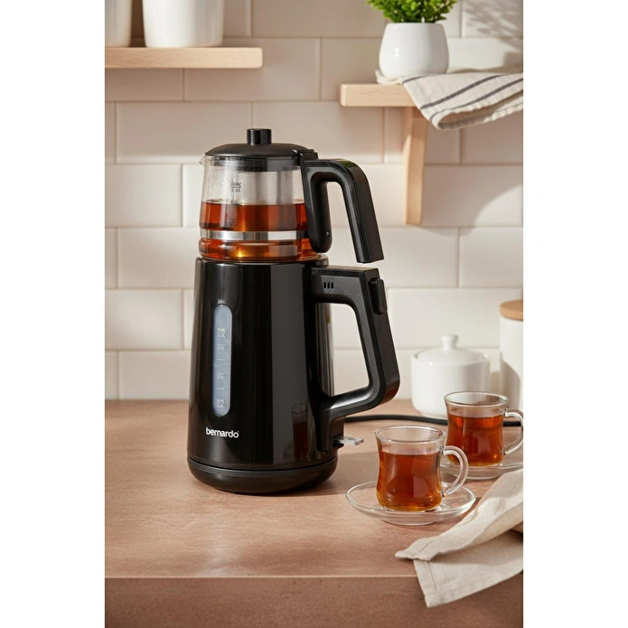 Bernardo Venedik Cam Demlikli Çay Makinesi Siyah