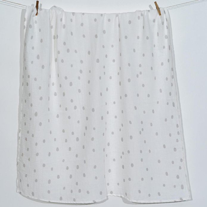 Itsy Bitsy Kids Bird Of Life Gri Dots , Müslin Bebek Örtüsü , 100x100 Cm