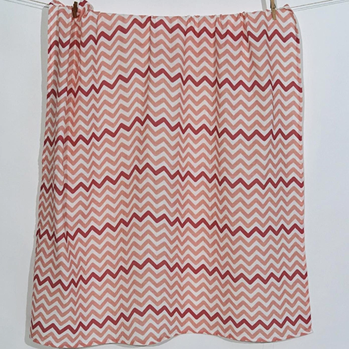 Itsy Bitsy Kids Big Flower Pink Zigzag , Müslin Bebek Örtüsü , 100x100 Cm