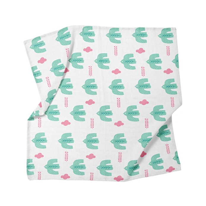 Itsy Bitsy Kids Bird Of Life Mint , Müslin Bebek Örtüsü , 100x100 Cm