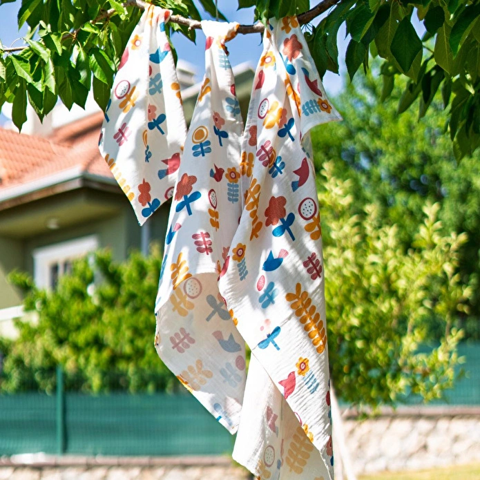 Itsy Bitsy Kids Bird Of Life Mint , Müslin Ağız Mendili , 40x40 Cm 6'lı Set