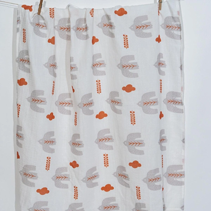 Itsy Bitsy Kids Bird Of Life Gri , Müslin Bebek Örtüsü , 70x70 Cm
