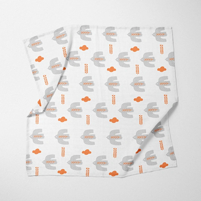 Itsy Bitsy Kids Bird Of Life Gri , Müslin Bebek Örtüsü , 70x70 Cm