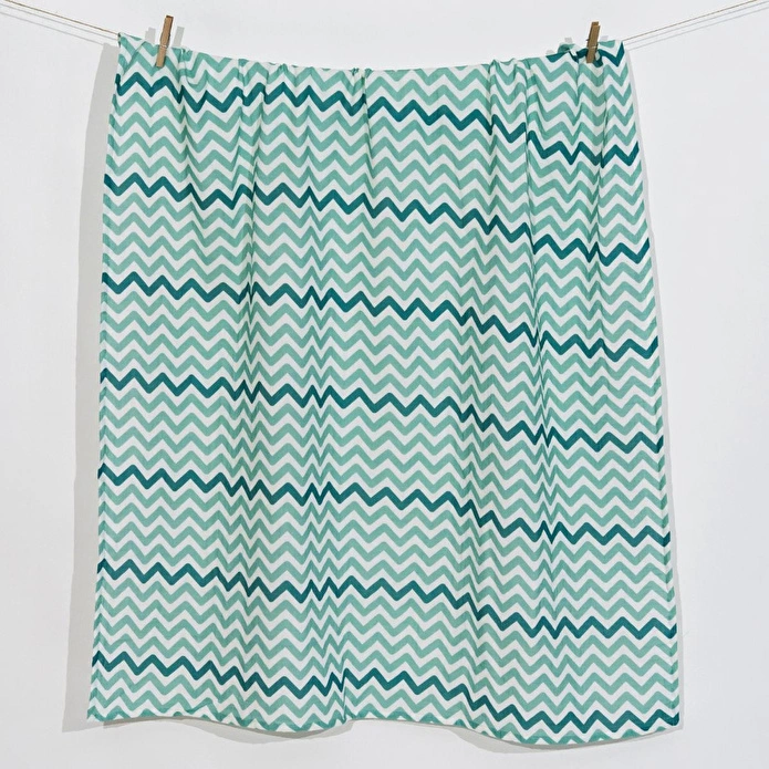 Itsy Bitsy Kids Big Flower Green Zigzag , Müslin Bebek Örtüsü ,100x100 Cm