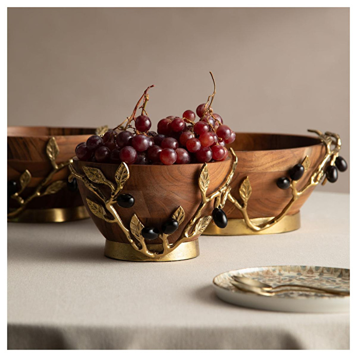 Mudo Home Olive Ahşap Dekorati̇f Kase 28x13cm