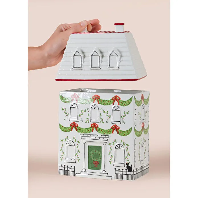 The Mia Dekoratif Kurabiye Kavanozu Ev 19x12x30 Cm