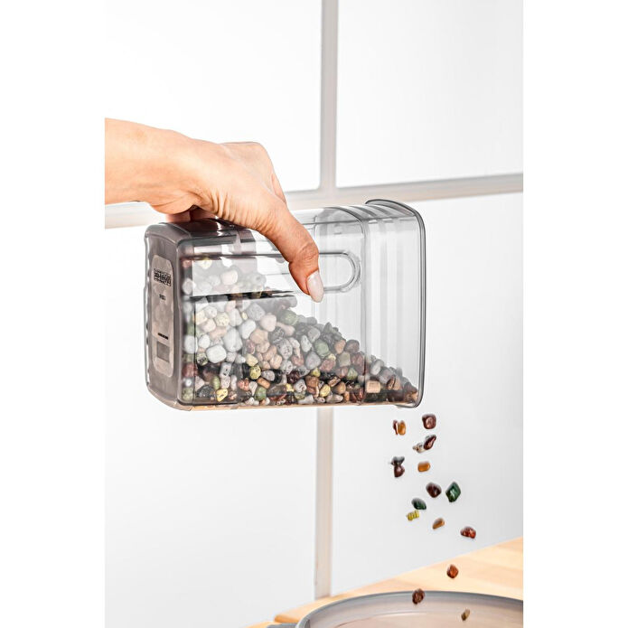 Vienev Etiketli 12li Set Strip Mega Boy Erzak Saklama Kabı 4x(1,25 Litre, 2 Litre, 3,5 Litre) Antrasit